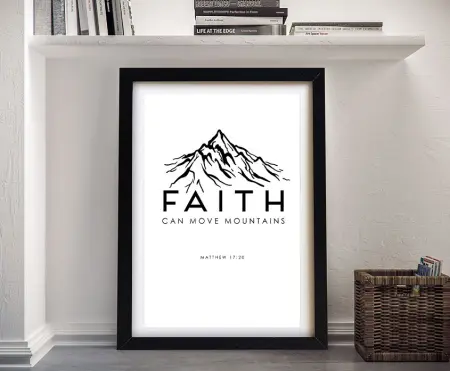 Framed Faith Matthew 17:20 verse in black and white typography