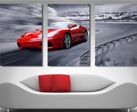 large-format multi-panel composition — Ferrari F430 3-Piece Canvas Art Set, printed as a split-panel wall art