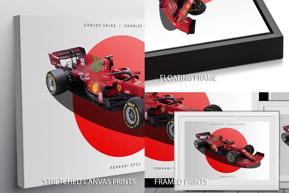 Size and format guide for the Ferrari SF21 Formula 1 print