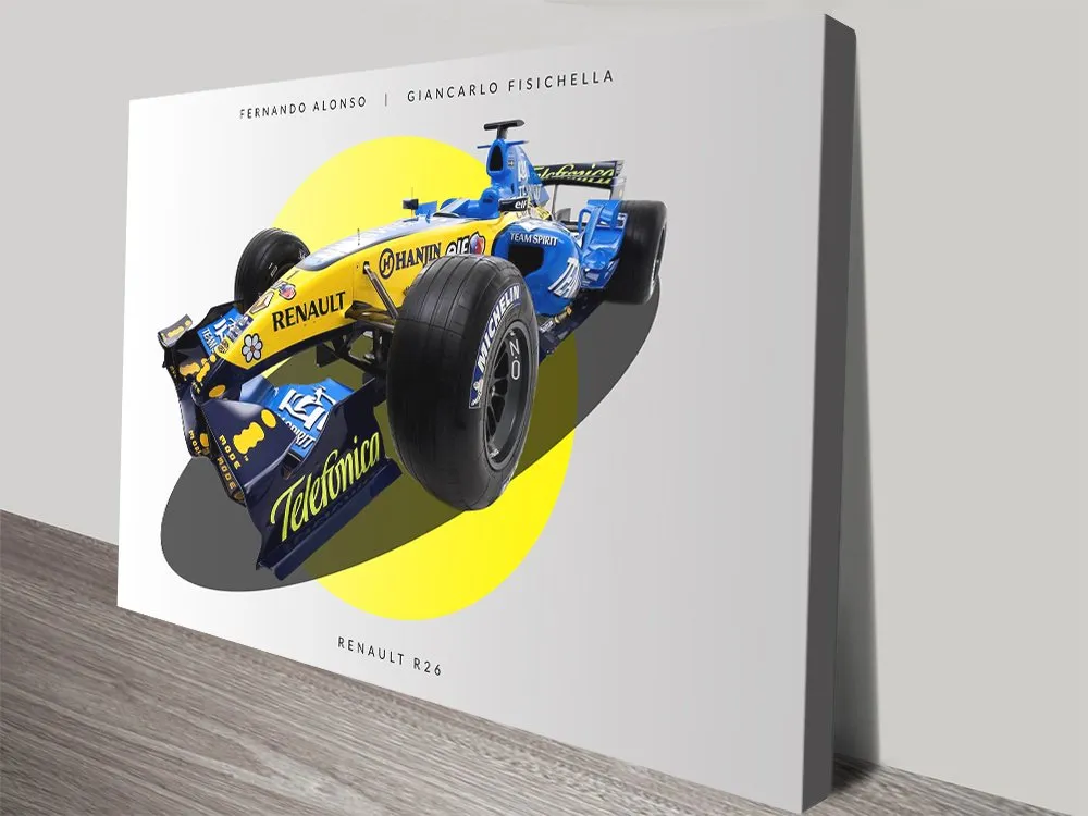 Renault R26 Formula One car canvas print, Alonso and Fisichella 2006 season