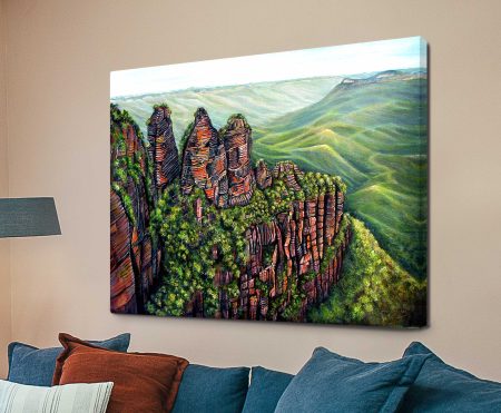 Weathered Blue Mountains escarpment etched by time above forested valleys
