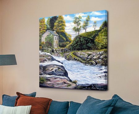 Linda Callaghan's The Mill on the River with an old mill beside gently flowing water