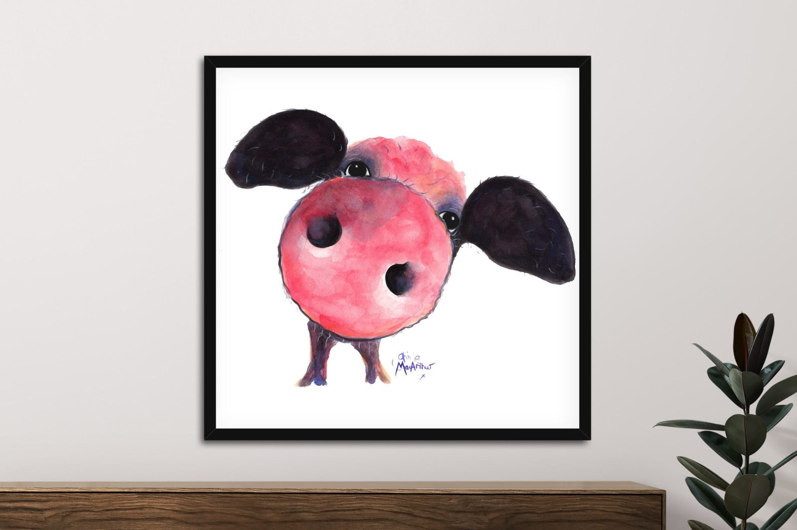 Clarence the pig by Shirley MacArthur, warm earthy tones of a characterful farmyard portrait