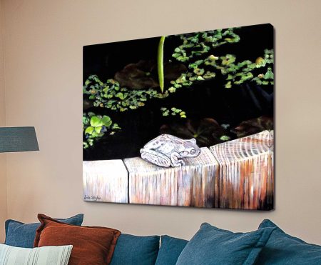 Just Chillin canvas, relaxed character in warm easy tones with a playful laid-back mood