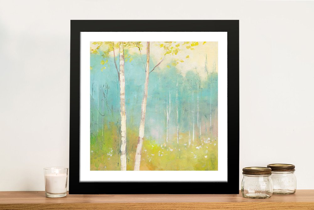 Spring Fling I framed floral print with painterly blossoms in soft spring colours