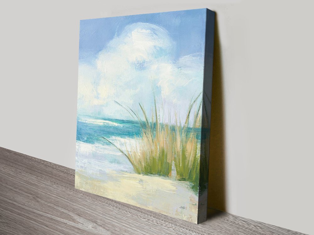 Coastal canvas print capturing sea spray over open water