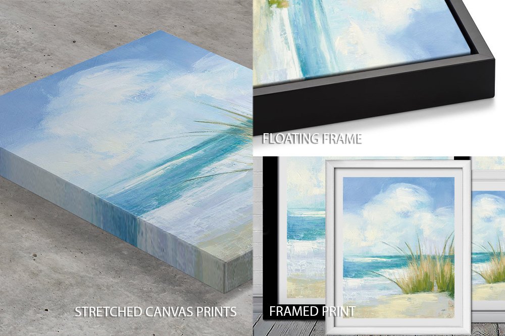 Size guide for Wind and Waves III seascape showing available print dimensions