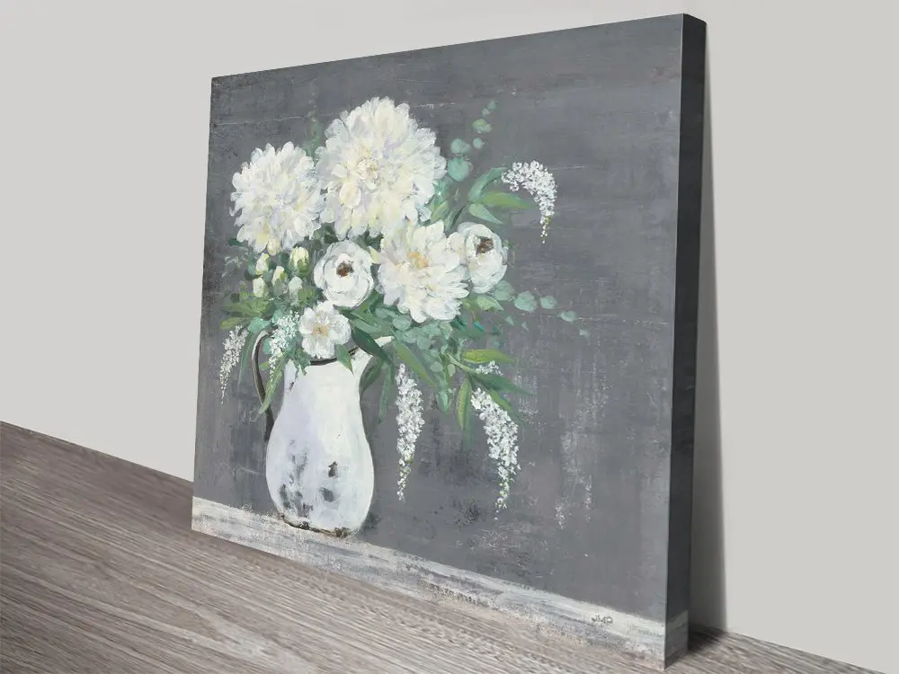 Late Summer Bouquet I floral arrangement on canvas print