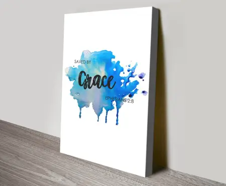 Canvas print of the Saved by Grace scripture design