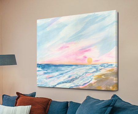 Sue Schlabach's Ocean Sunrise on canvas, a bold contemporary abstract composition with rich detail