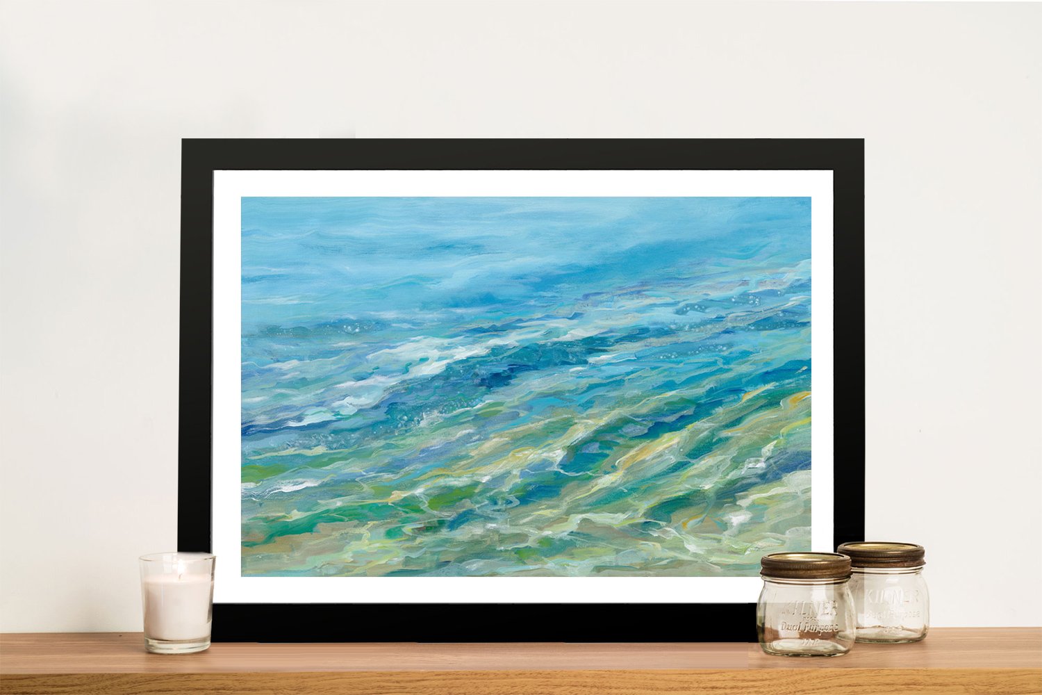 Seabed abstract marine-inspired framed artwork evoking the textures and forms of the ocean floor