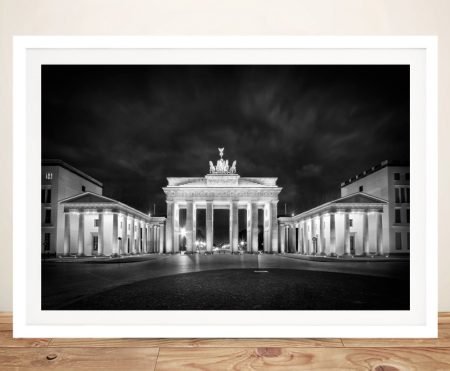 Brandenburg Gate neoclassical columns and Quadriga statue in Berlin