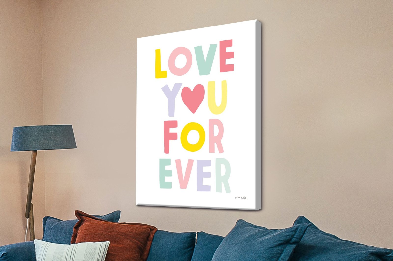 Love You Forever kids canvas, tender message in bright playful colours for a child's space