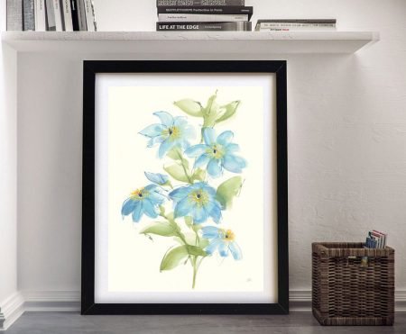 Framed blue clematis bouquet floral print by Chris Paschke