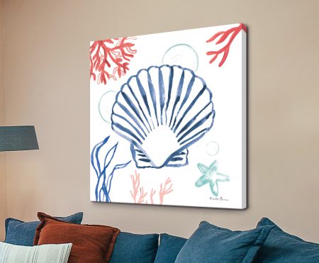 modern abstract print featuring Coastal Jewels lll Coral Cove - modern contemporary abstract canvas