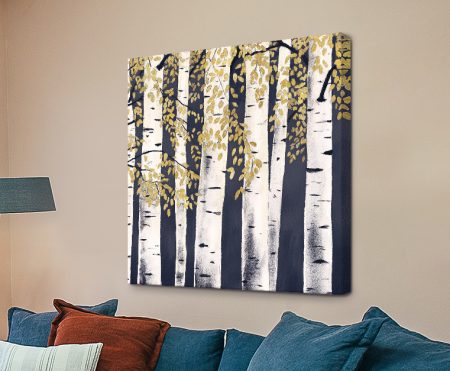 Fresh Forest Indigo III, an abstract forest in deep indigo tones