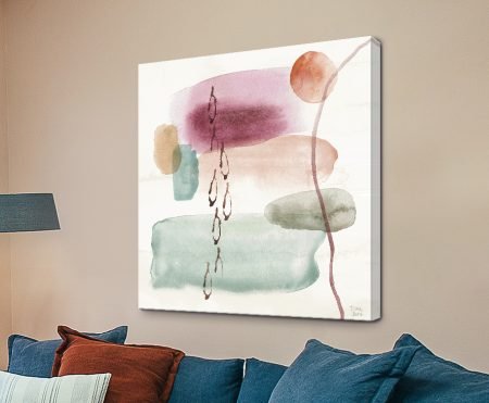 Boho Garden XI by Dina June, dreamy watercolour shapes in mauve, burgundy, teal and sage