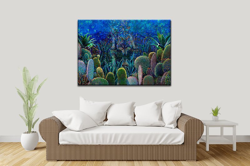 Lobo Sirocco canvas print by Iris Scott, a finger-painted dog in vibrant colour