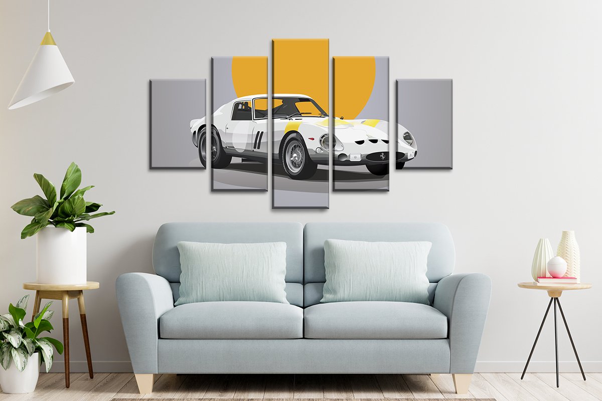 Vintage White Ferrari Split Diamond Artwork