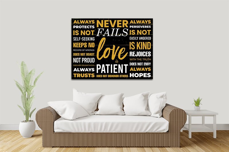 Love is Patient Corinthians Bible Verse Art | Canvas Prints Perth