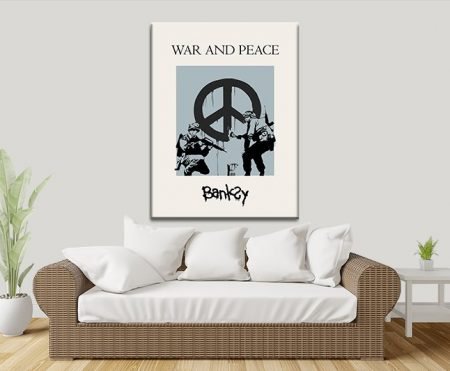 Banksy CND Soldiers painting peace sign, canvas