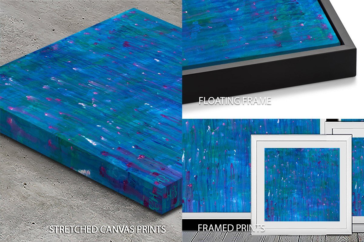 Crying Wind by Helen Joynson abstract artwork shown as stretched canvas, floating frame and framed print format options