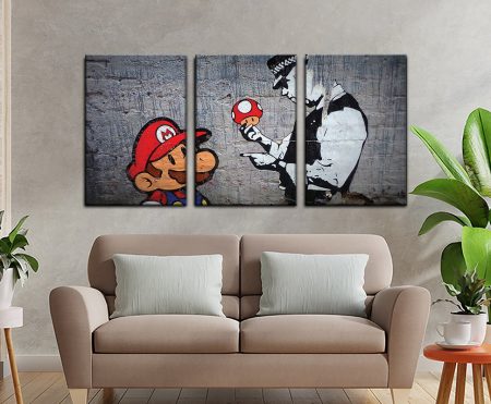 Mario's Mushroom Banksy Split Panel Artwork