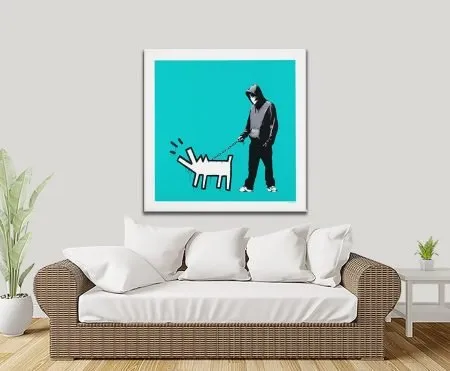 Turquoise Banksy Choose Your Weapon canvas artwork