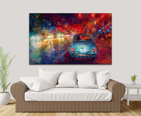 Becca's Bug by Iris Scott, finger-painted canvas print in bold impasto colour