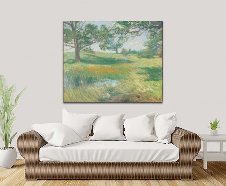Childe Hassam wildflower meadow painted in loose Impressionist strokes on canvas