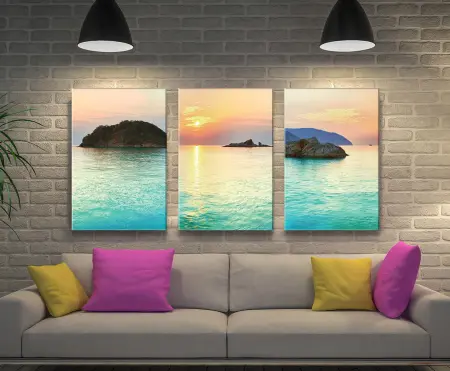 Turquoise Islands Triptych Canvas Artwork