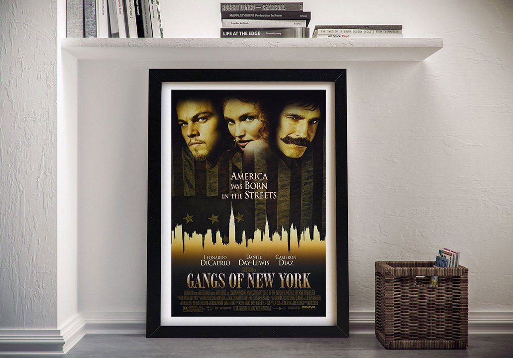 Gangs of New York film poster framed, DiCaprio, Day-Lewis and Diaz
