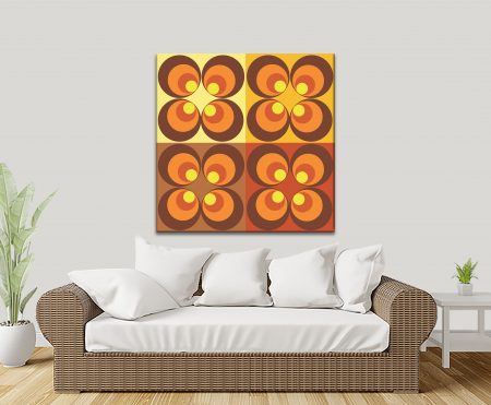 Seventies orange circles artwork on canvas