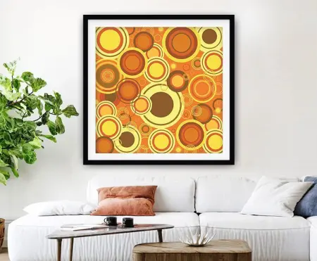 Framed seventies geometric circles artwork
