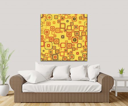 Vintage-style geometric squares artwork on canvas