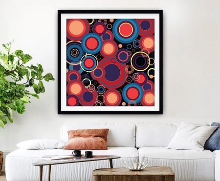 Nested concentric circles artwork, framed print