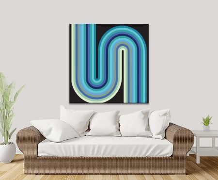 Layered forms and clean lines, retro geometric abstract on canvas print