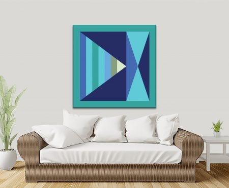 Green and blue interlocking geometric planes, canvas print