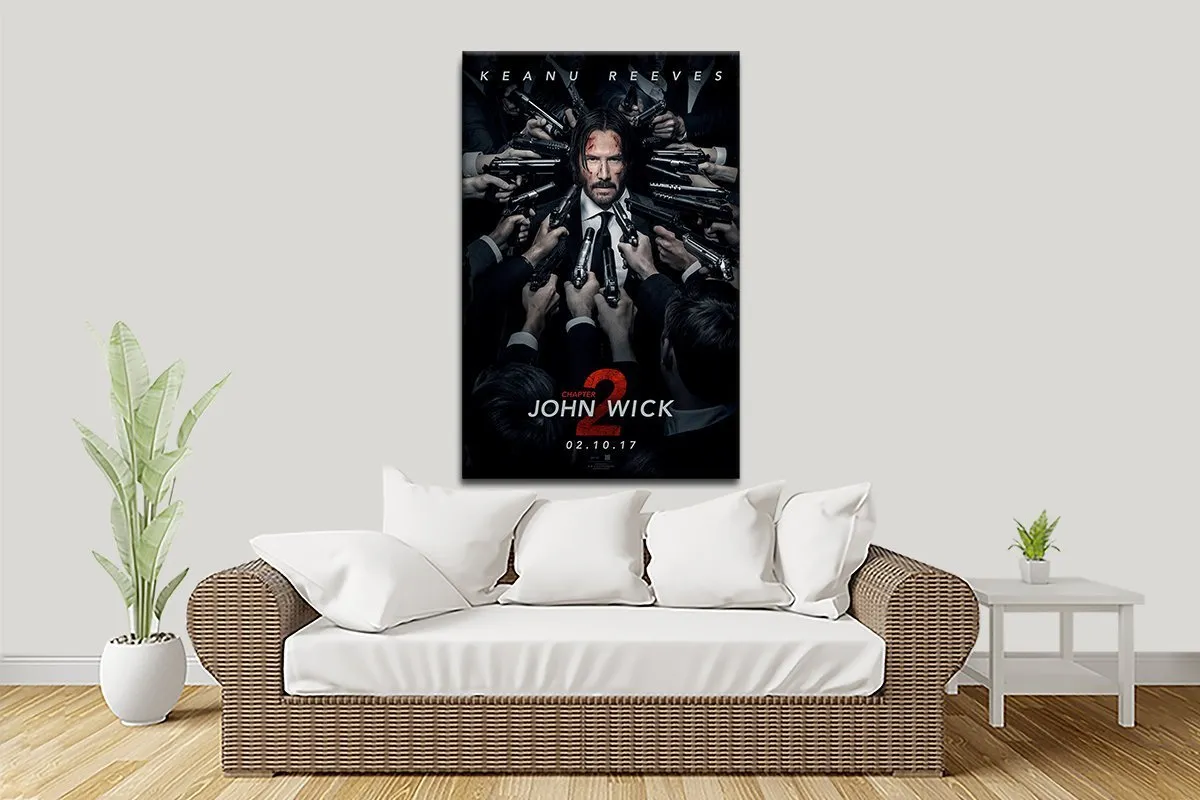 John Wick Chapter 2 black and red poster on canvas