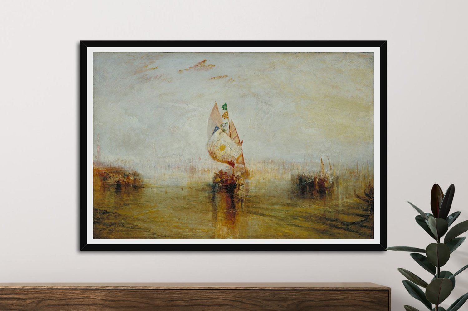 Framed print of The Sun of Venice by Turner, luminous maritime mood for a Perth hallway