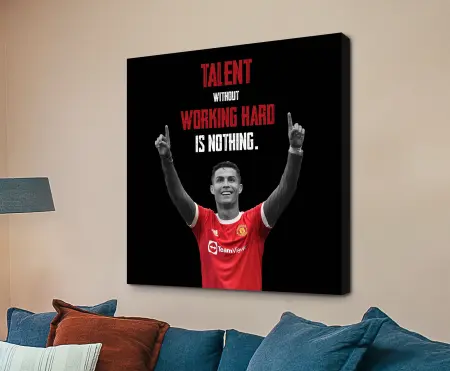 bold sports moment - Ronaldo Motivational Art III, printed as a team print canvas