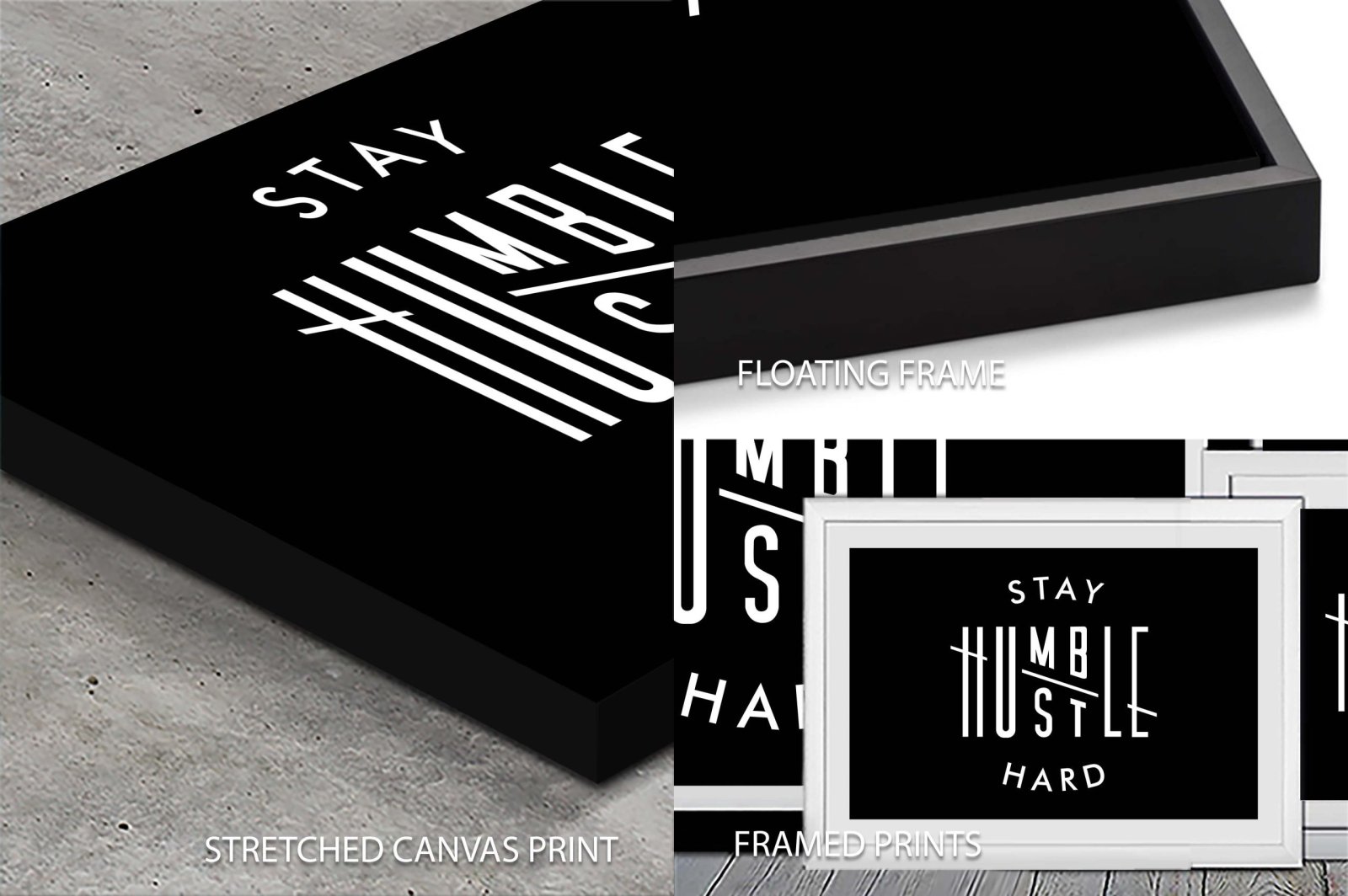 Stay Humble / Hustle Hard Motivational Art | Canvas Prints Perth