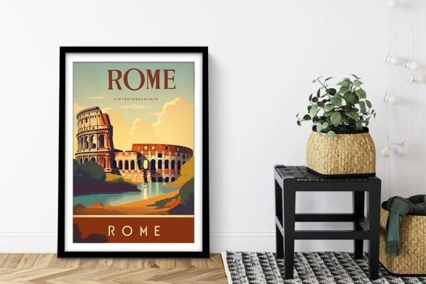 Rome Vintage Tourism Poster on Canvas