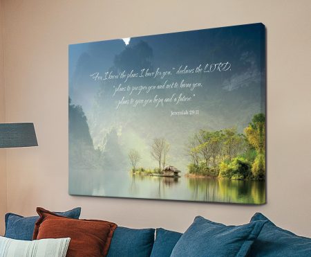 For I know the plans I have for you Jeremiah 29:11 typography on canvas