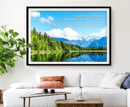 Framed motivational quote artwork on God's love, words by C.S. Lewis.