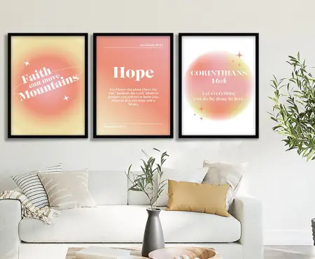 Faith Hope & Love Triptych Art — multi-panel canvas print, a large-format multi-panel piece in canvas form