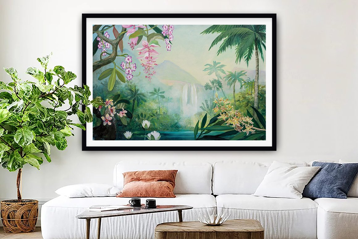 Tropical Falls Exotic Landscape Art Print | Tropicalism Decor Ideas