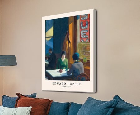 Edward Hopper Chop Suey with two women at a sunlit cafe table by a red window sign