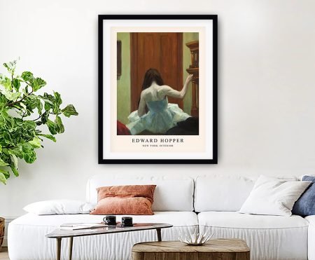 Edward Hopper New York Interior of a woman seen from behind at needlework in a lamplit room, framed