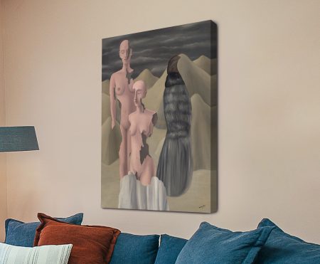 Mysterious surrealist scene from René Magritte's La Lumière du Pôle